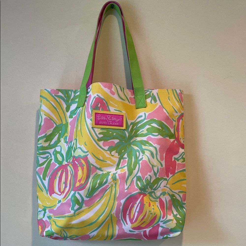 Lilly Pulitzer Pink and Yellow Tropical Tote